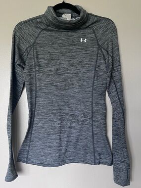Under Armour Women's Dark Gray Heather Long-Sleeve Mock Neck Performance Top